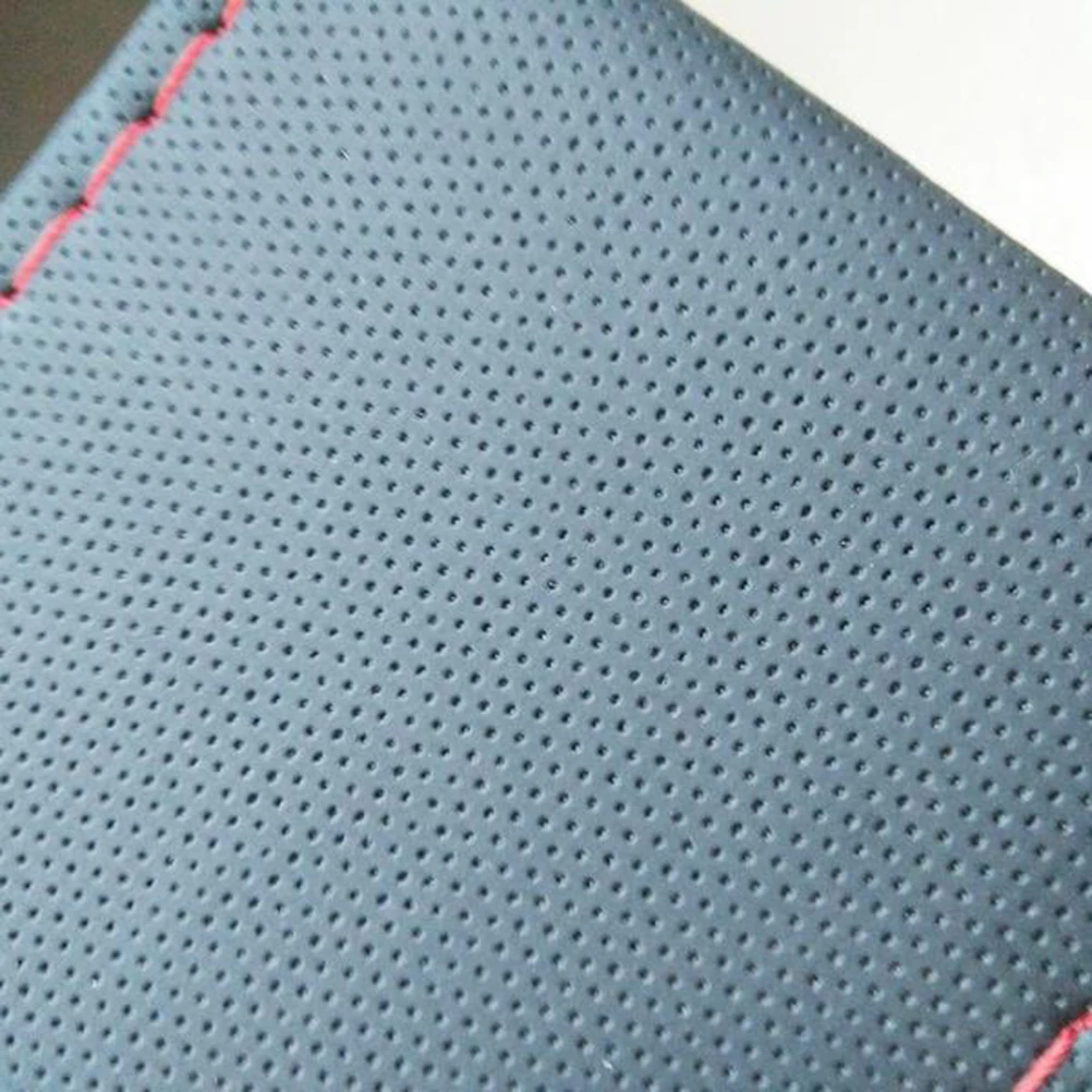

Pu Car Steering Wheel Cover Fit 38Cm Black Red Thread Easy Install Elastic Auto Accessories Wrap Protector Hide