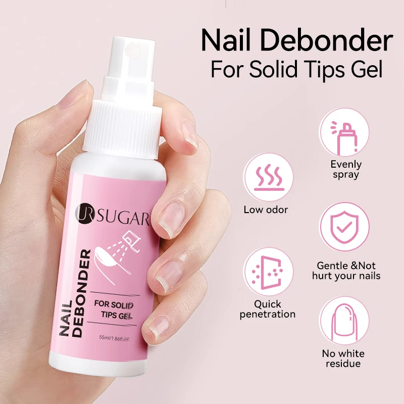 UR SUGAR 55ml Nail Debonder For Solid Tips Gel Spray Nail Tips Remover Liquid False Nails Cleaning Reusable Manicure Nail Supply