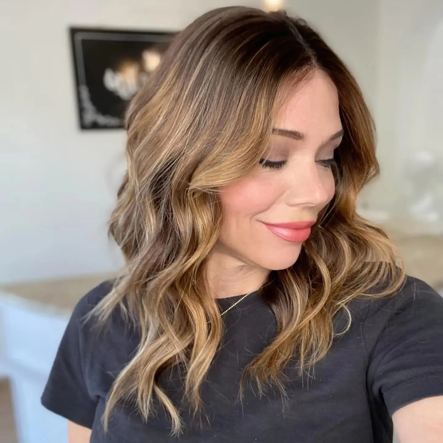 Trendy Middle Part Women's Wig Ombre Caramel Brown Synthetic Lace Front Wig Body Wave Realistic Hairline Wig On Clearance Sale