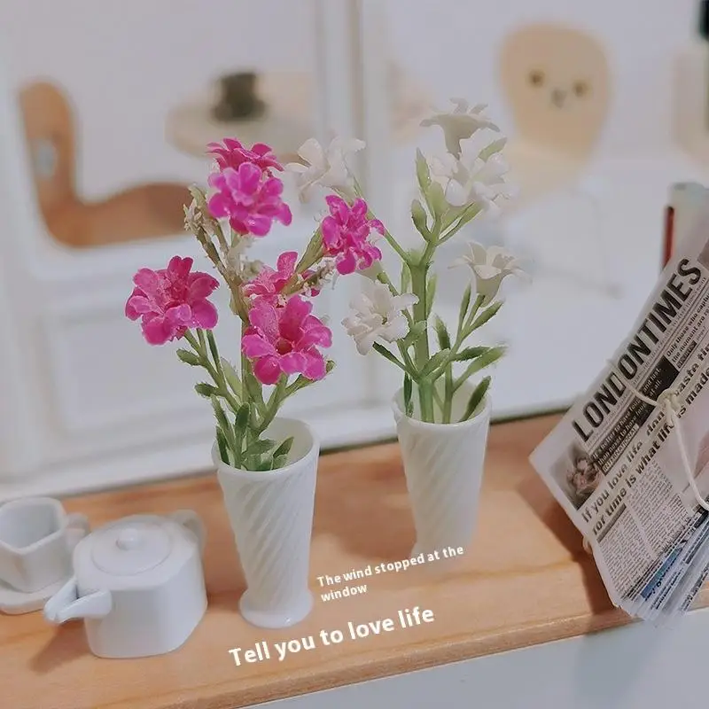 1 조각 인형 집 미니 테이블 꽃 시뮬레이션 식물 화분 모델 소형 데스크탑 홈 장식 마이크로 장면 장식