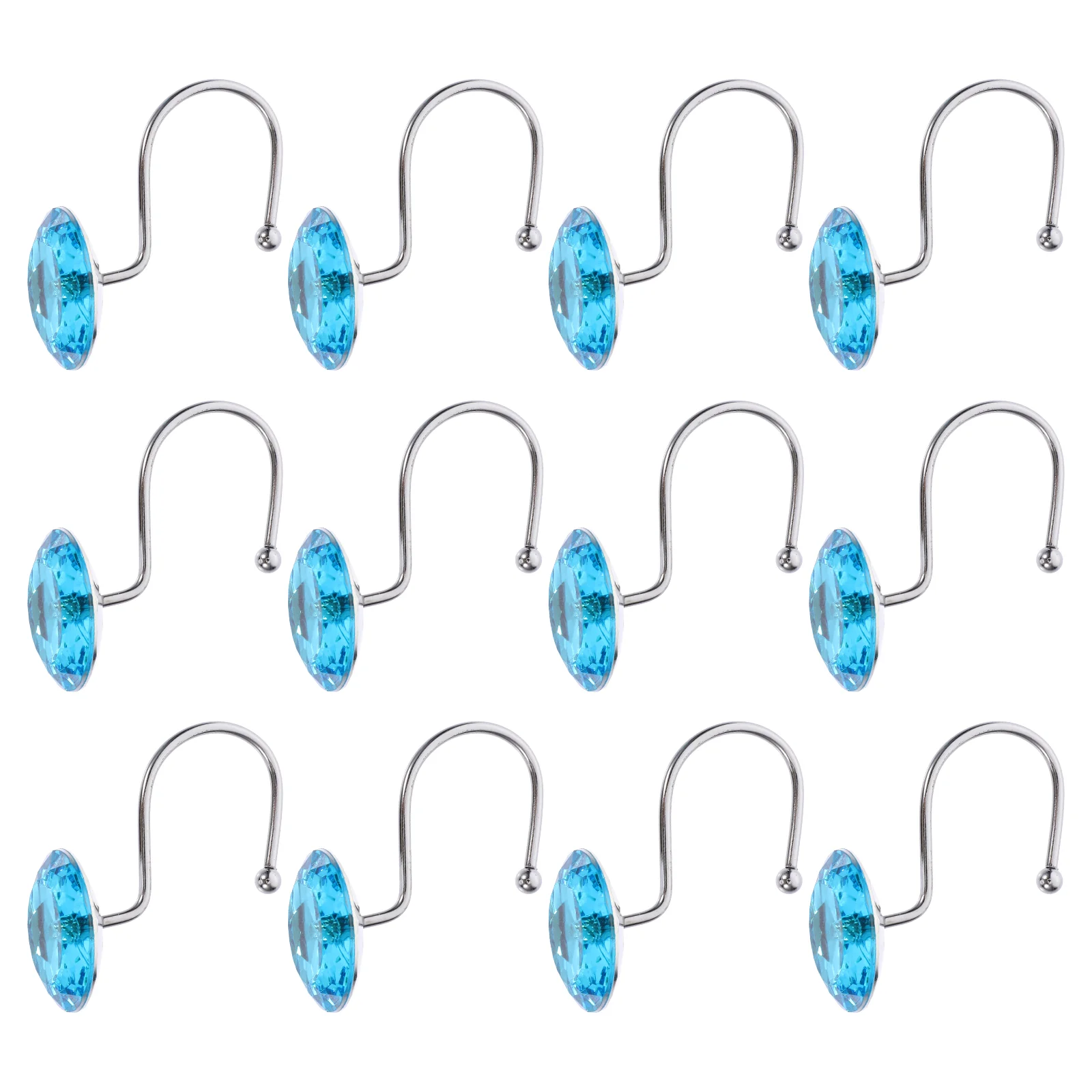 Retro Cortina Ganchos, Haste de chuveiro para cortinas, Cortinas do banheiro, Água Azul Cabides Decorativos, 12 Pcs