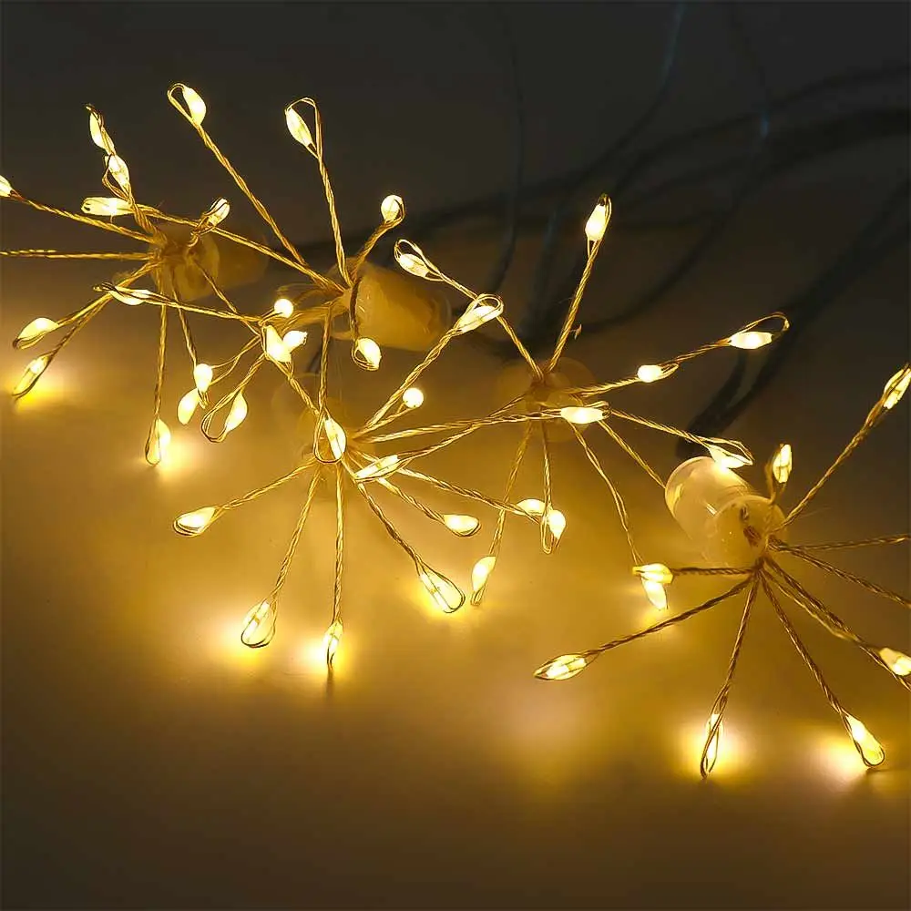 Waterproof LED Starburst Chain String Lights 8 Lighting Modes USB/Solar Fireworks String Light 50/100LED Fairy Light Party