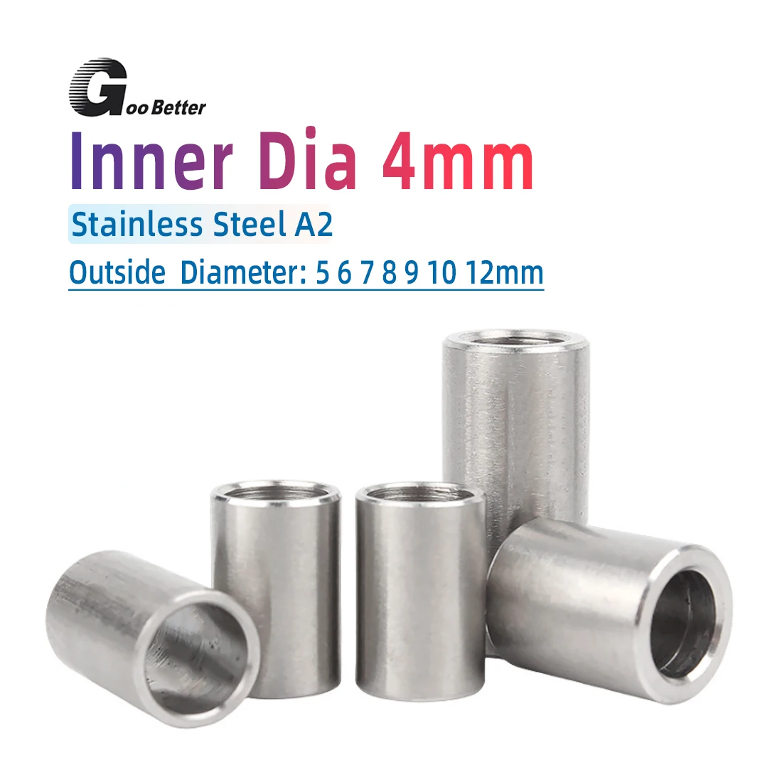 M4.1 غير مترابطة 304 جلبة من الفولاذ المقاوم للصدأ غسالة مستديرة مجوفة المواجهة فاصل طوقا كم OD 5 ~ 8.5 مللي متر طول 1 ~ 50 مللي متر #1