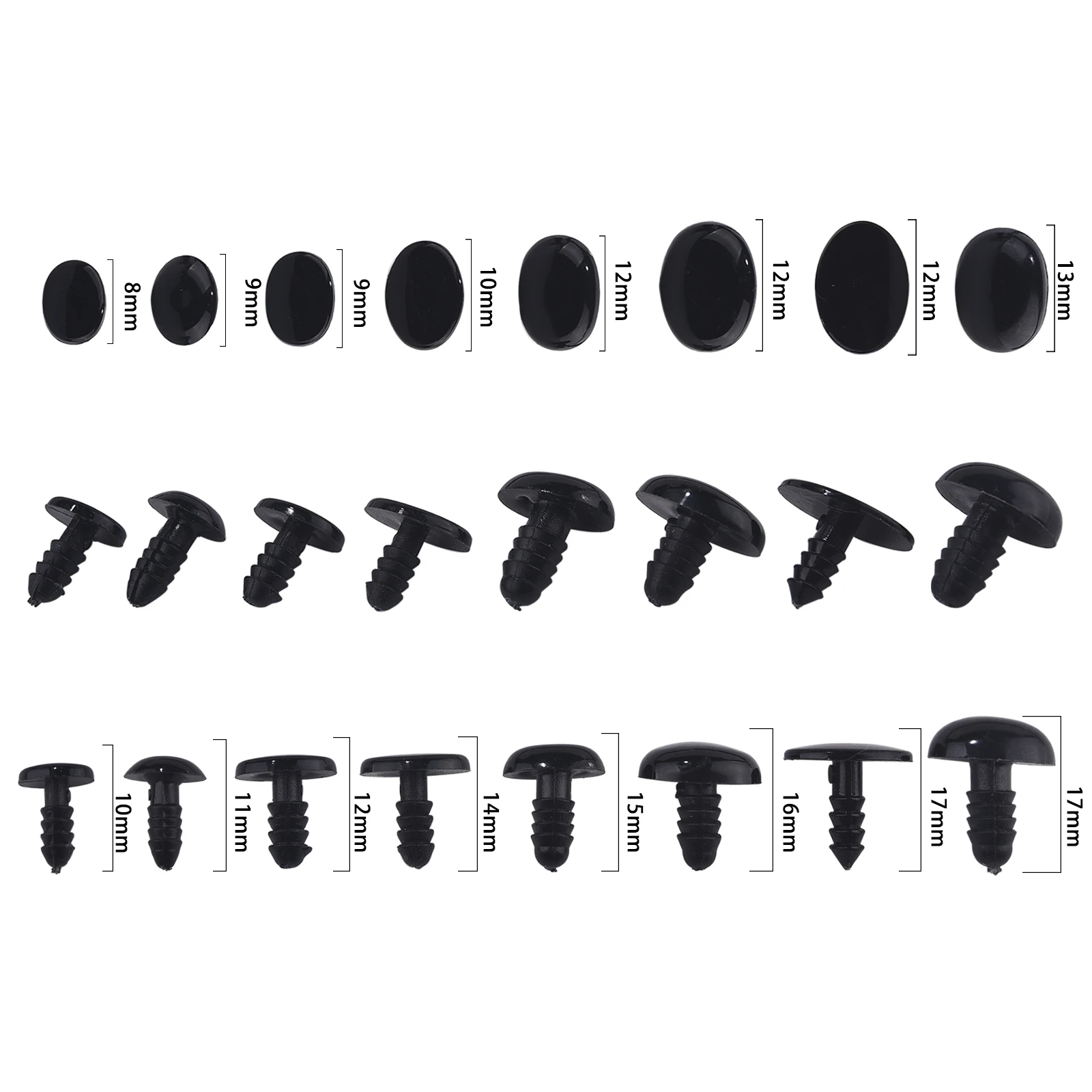 50 قطعة إكسسوارات دمي البلاستيك الأسود أفخم أنوف السلامة Amigurumi DIY بها بنفسك لعبة مضحكة عيون الأنوف أنيما اكسسوارات الحرف صنع