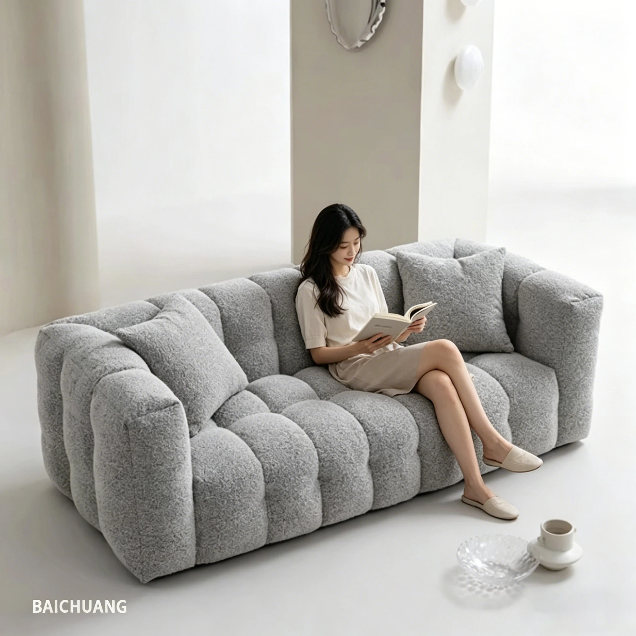 

Oversized Velvet Living Room Sofas 3 Seater Luxury Lazy Boneless Compressed Sofa Modern Nordic Divano Moderno Furniture Home