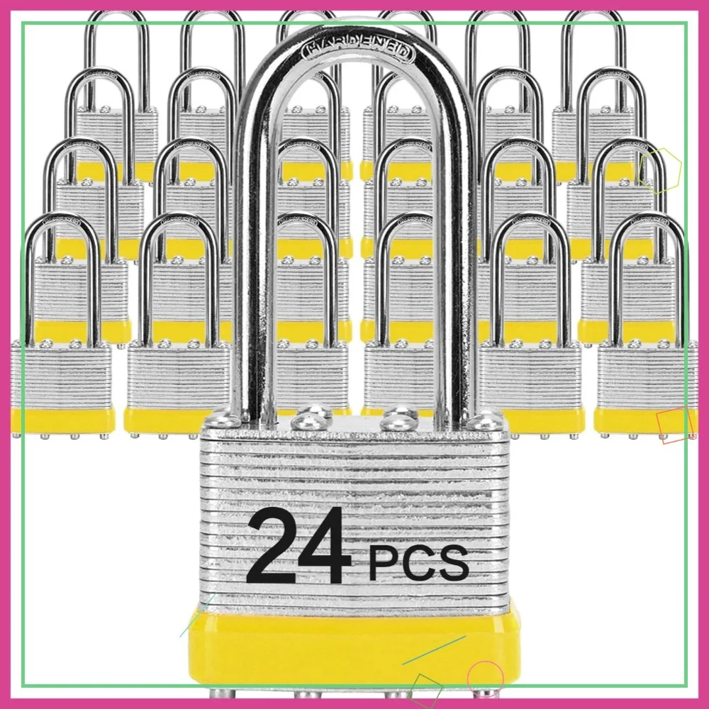 

6 Pack Keyed Alike Padlocks, 40mm Laminated Steel, Long Shackle for Sheds, Toolbox, Storage Locker