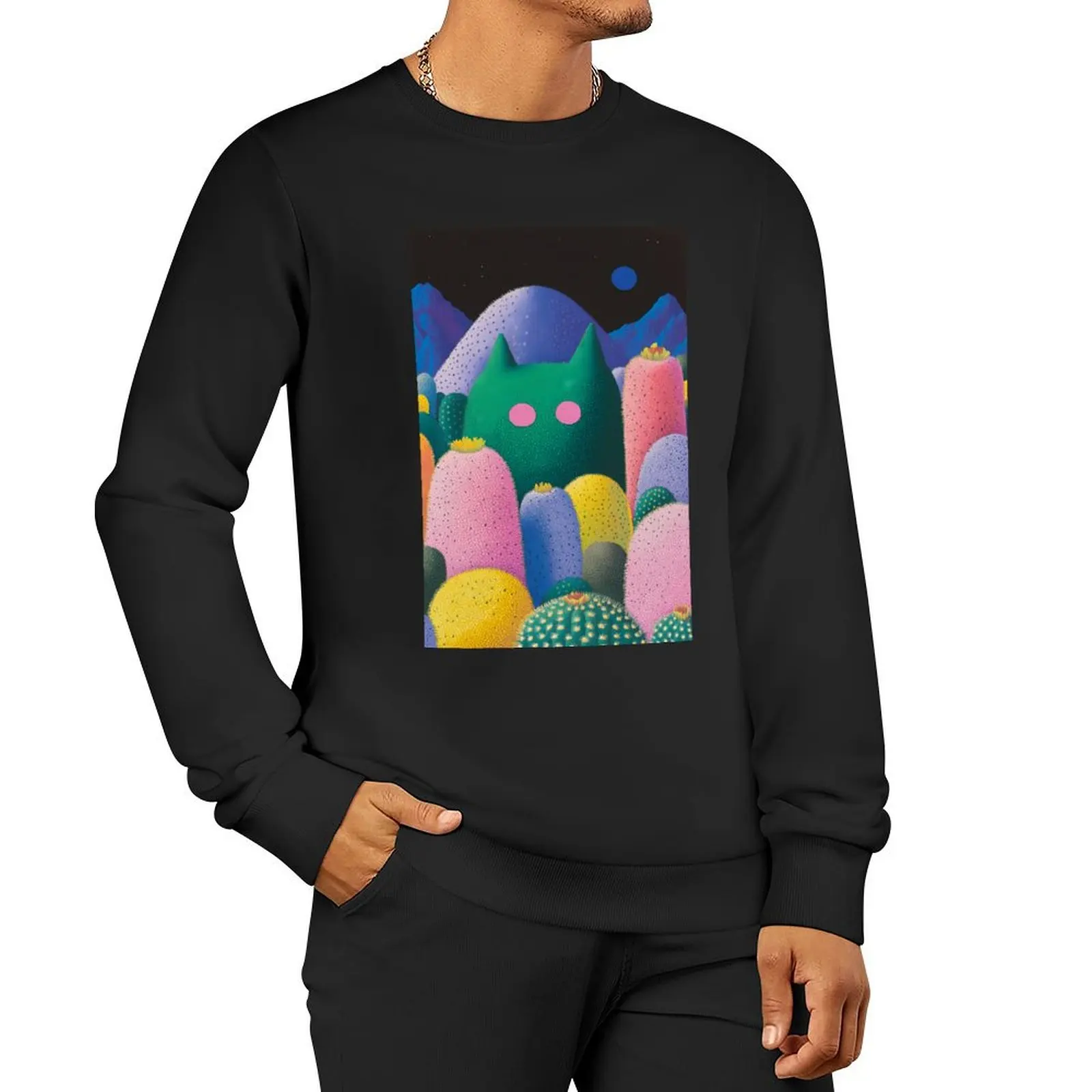 

hiding among varied colorful cactus Pullover Hoodie mens clothing autumn clothes sweatshirts