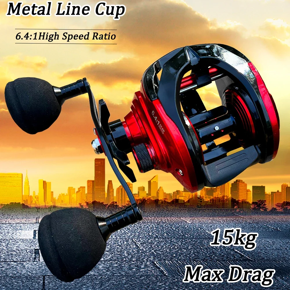 

Baitcasting Fishing Reel 15KG Max Drag with Magnetic Brake Left/Right Hand Fishing Coil Carretilha Pesca Metal Line Cup Wheel