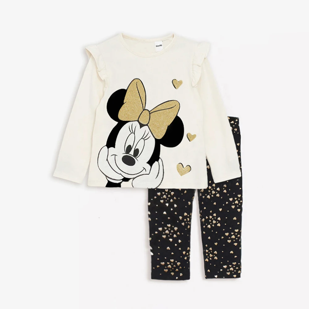 

2Pcs Baby Girl Clothes Set For 0-4Y Disney Minnie Casual Girls Sweatshirts + Leggings Spring Autumn Toddler Baby Girl Outfits