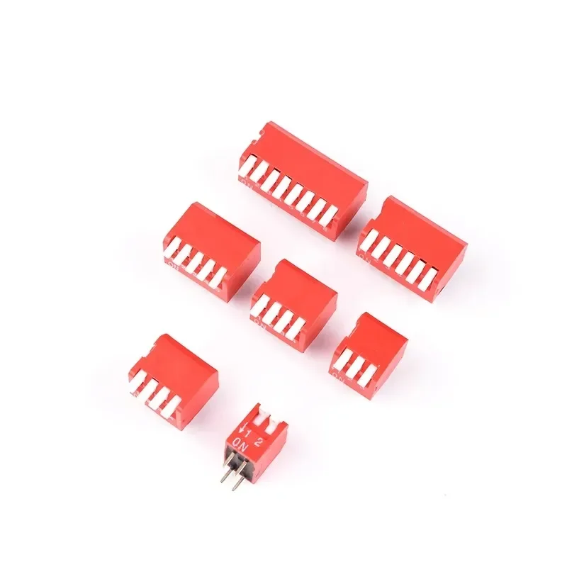 10 pçs/lote Tipo Slide Módulo de Interruptor Lateral 2 3 4 5 6 8 Bit 2.54mm Posição Way DIP Passo Vermelho Interruptor de Alternância Vermelho Snap Switch