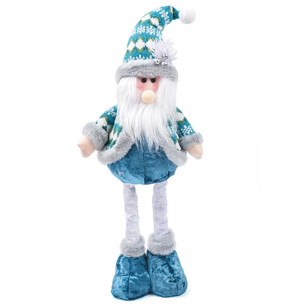 

Christmas New Blue Fabric Telescopic Christmas Figure Santa Claus Snowman Christmas Elk Holiday Home Bar Decoration