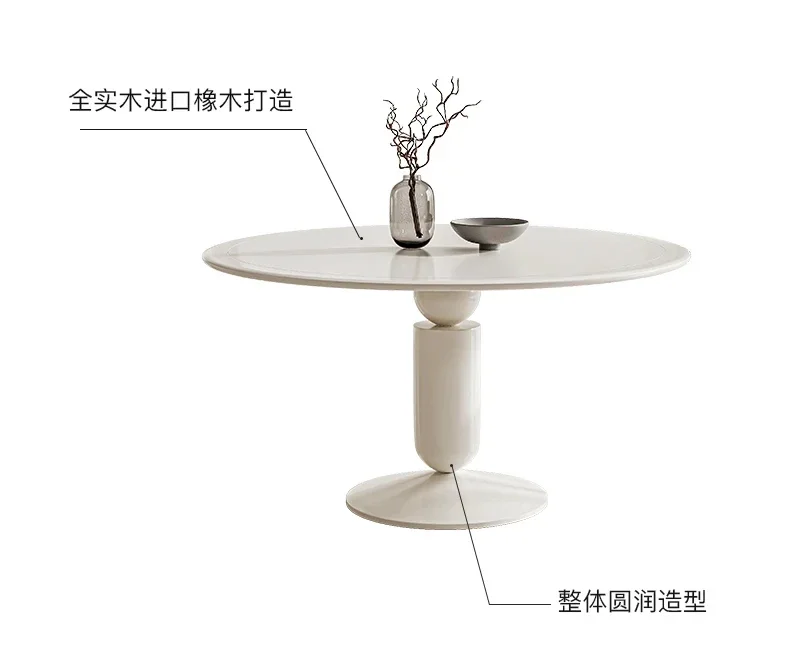 

French cream style new Chinese style all-solid wood dining table and chair combination modern simple round table