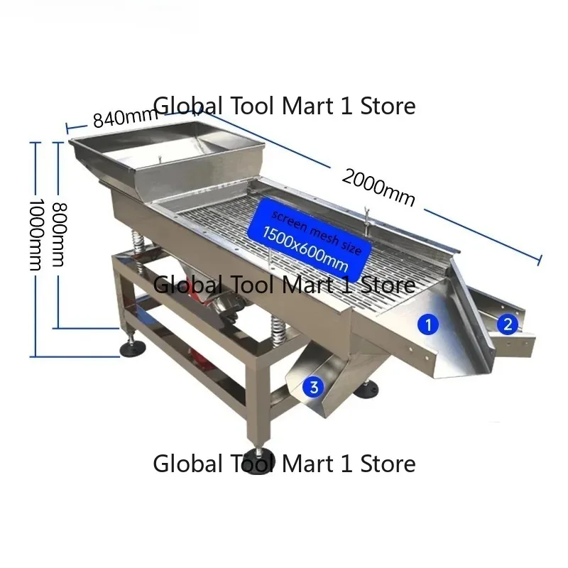 60 150 Stainless Steel Linear Vibrating Sieve Machine Electric Particle Screening For Food Processing