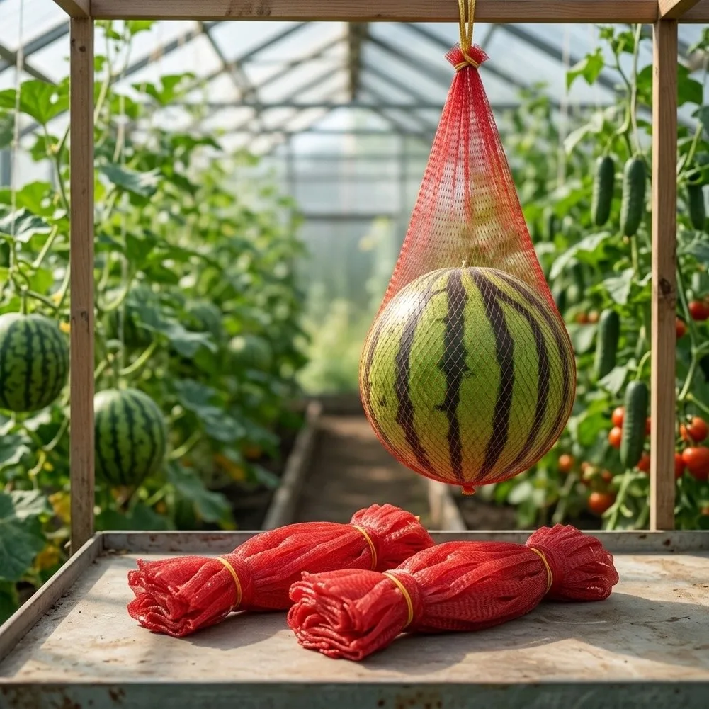 Reusable Mesh Bags For Gardening Gardening Produce Storage Sacks Red Watermelon Mesh Bags Robust Pp Material Sunlight Exposure