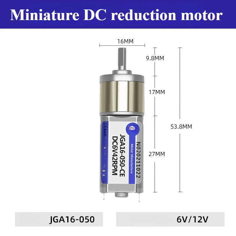 DC 6V 12V Gear Motor 12 - 923RPM CW CCW Speed Reduction Gearbox Motor JGA16-050 Electric Engine DIY Accessories Car Boat Model