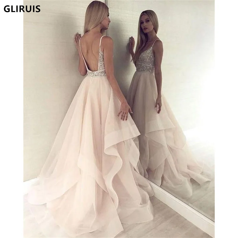 

Shinny Crystal Dresses Backless Mermaid Beading Straps Appliques Wedding Party Robe De Soiree Demoiselle Vestido Longo