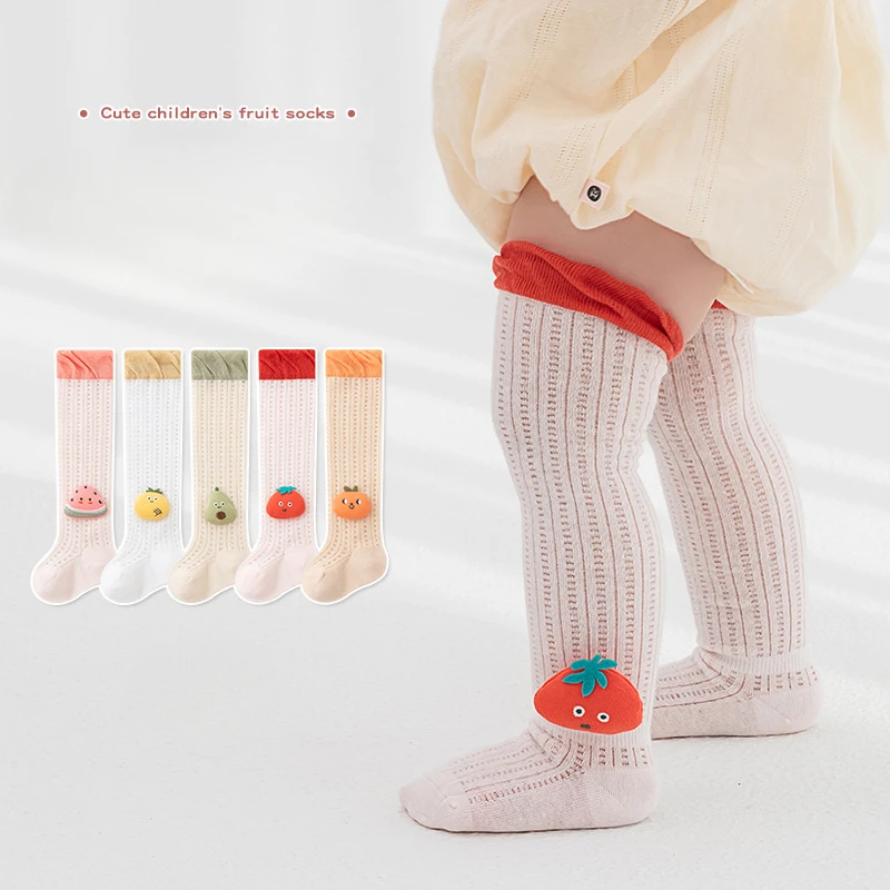 Children's Mesh Fruit Socks Baby High Tube Mosquito Repellent Socks Baby Boneless Long Sock Fruit Knee Length Figurine Socks