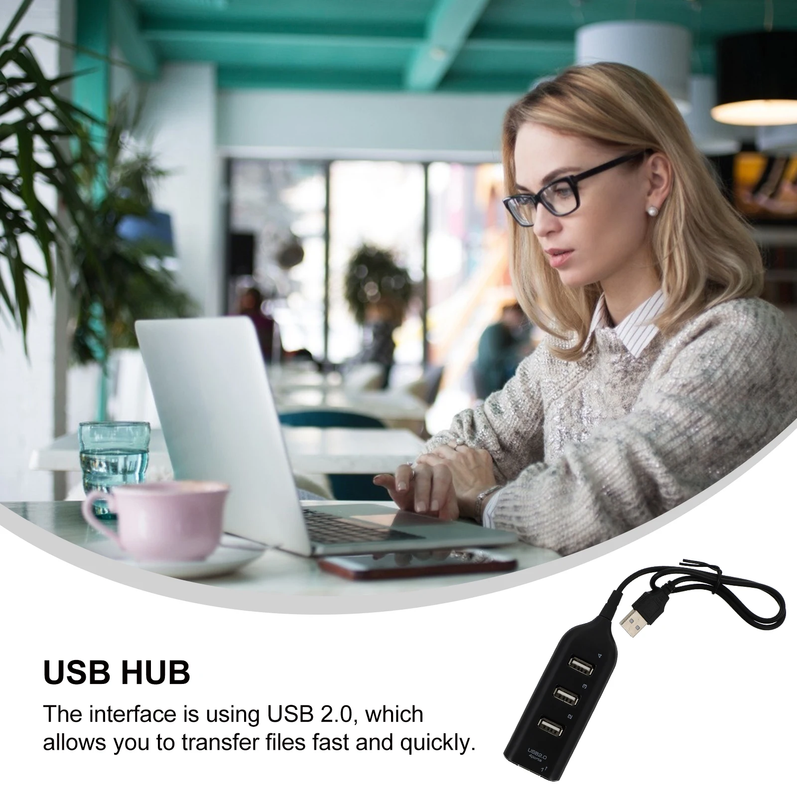 

1pc 2.0 Hub 4 Port Splitter Portable Usb Extender Hub Usb Expansion Transfer Device For Laptop Computer Keyboard Mouse