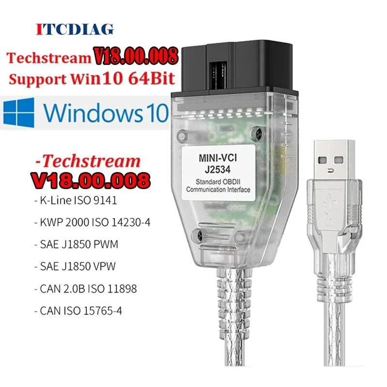 Techstream V18.00.008 MINI VCI for  for J2534  2 Car Diagnostic Tools  Scanner MINI VCI