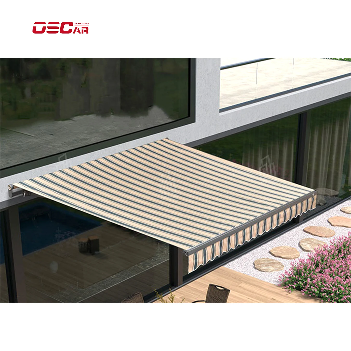 

Easy assemble outdoor motorized retractable rotating louvered aluminum pergola roof awning