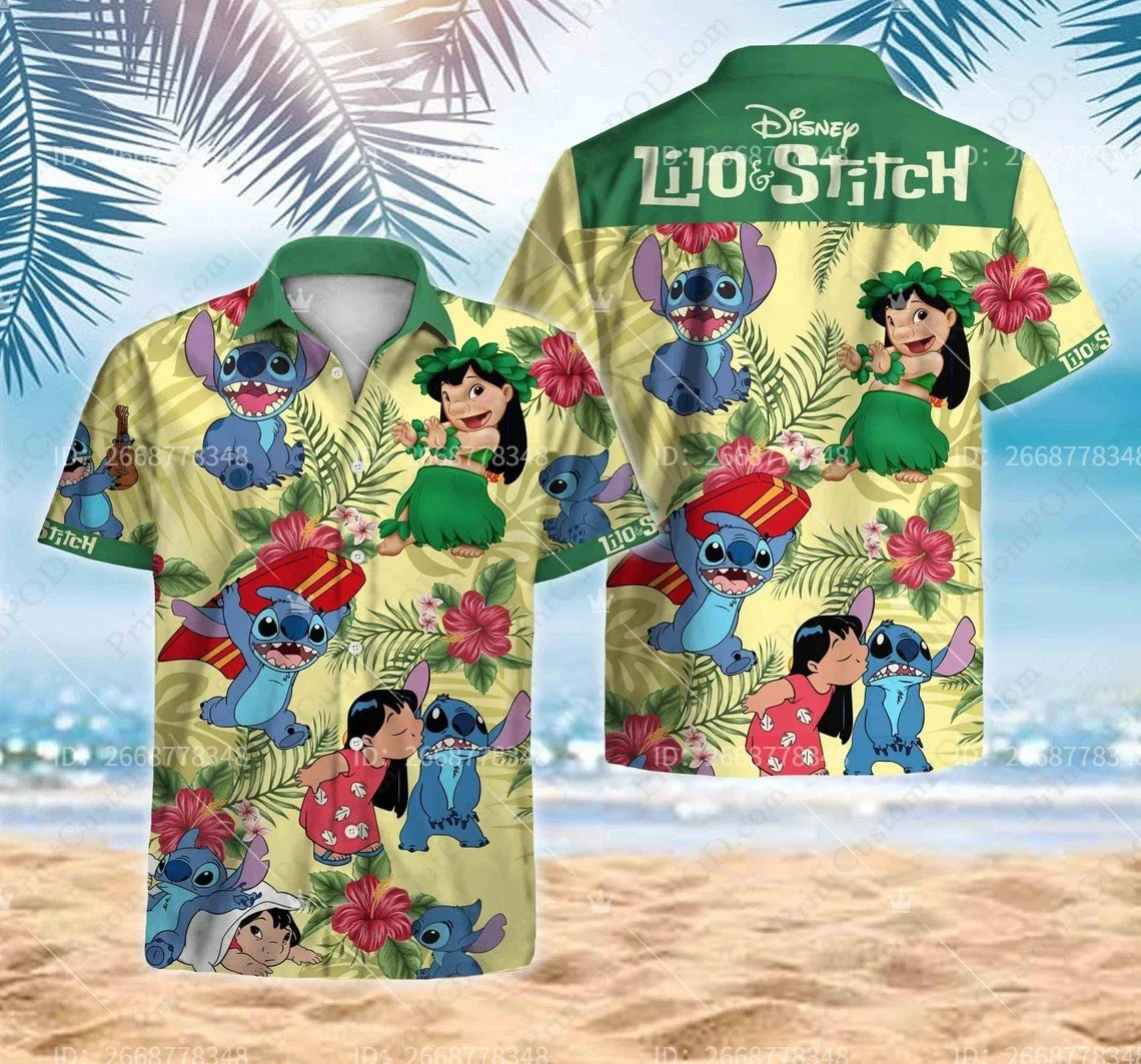 Disney Lilo And Stitch camicia hawaiana maglietta hawaiana di viaggio di Disney maglietta hawaiana di vacanza di Disney uomo donna top