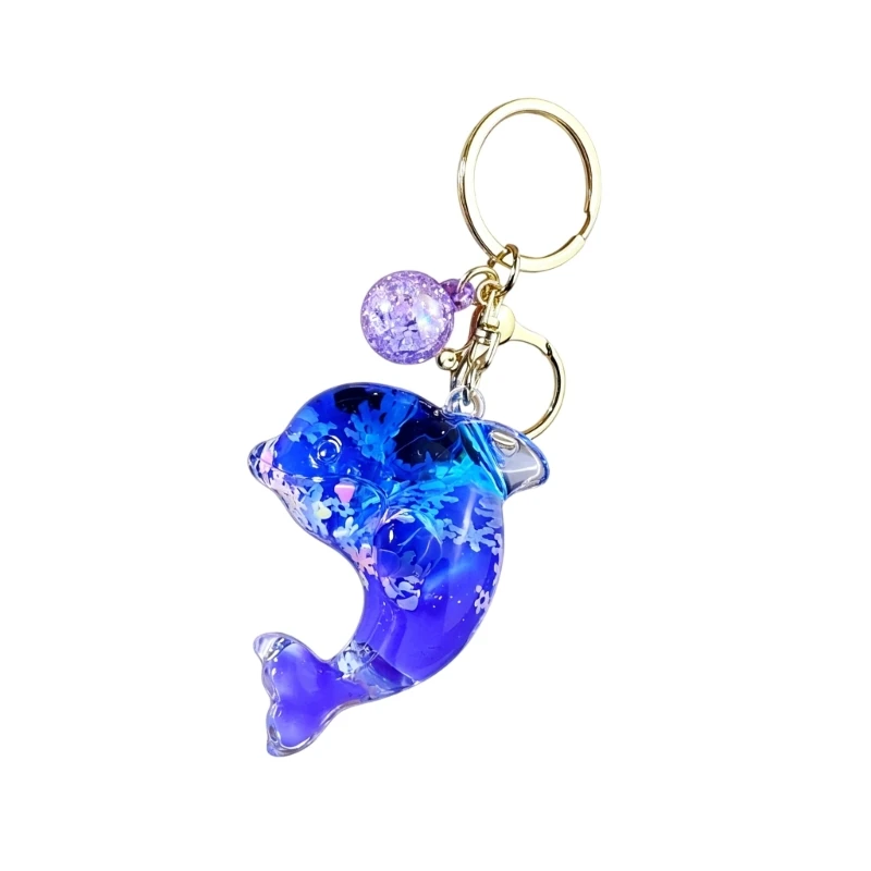 Ocean Animal Keychain Holder with Floating Glitter Inside for Daily Carry