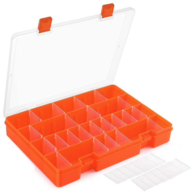 

Plastic Organizer Box with Adjustable Dividers, 36 Grids Storage Container for Small Items, 36 Compartments Storage Box