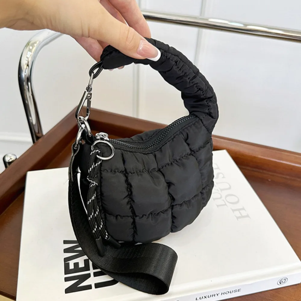 우아한 솔리드 컬러 클라우드 플리츠 동전 지갑 퀼트 미니 핸드백 작은 지갑 한국 스타일 가방 펜던트 소녀/여성용