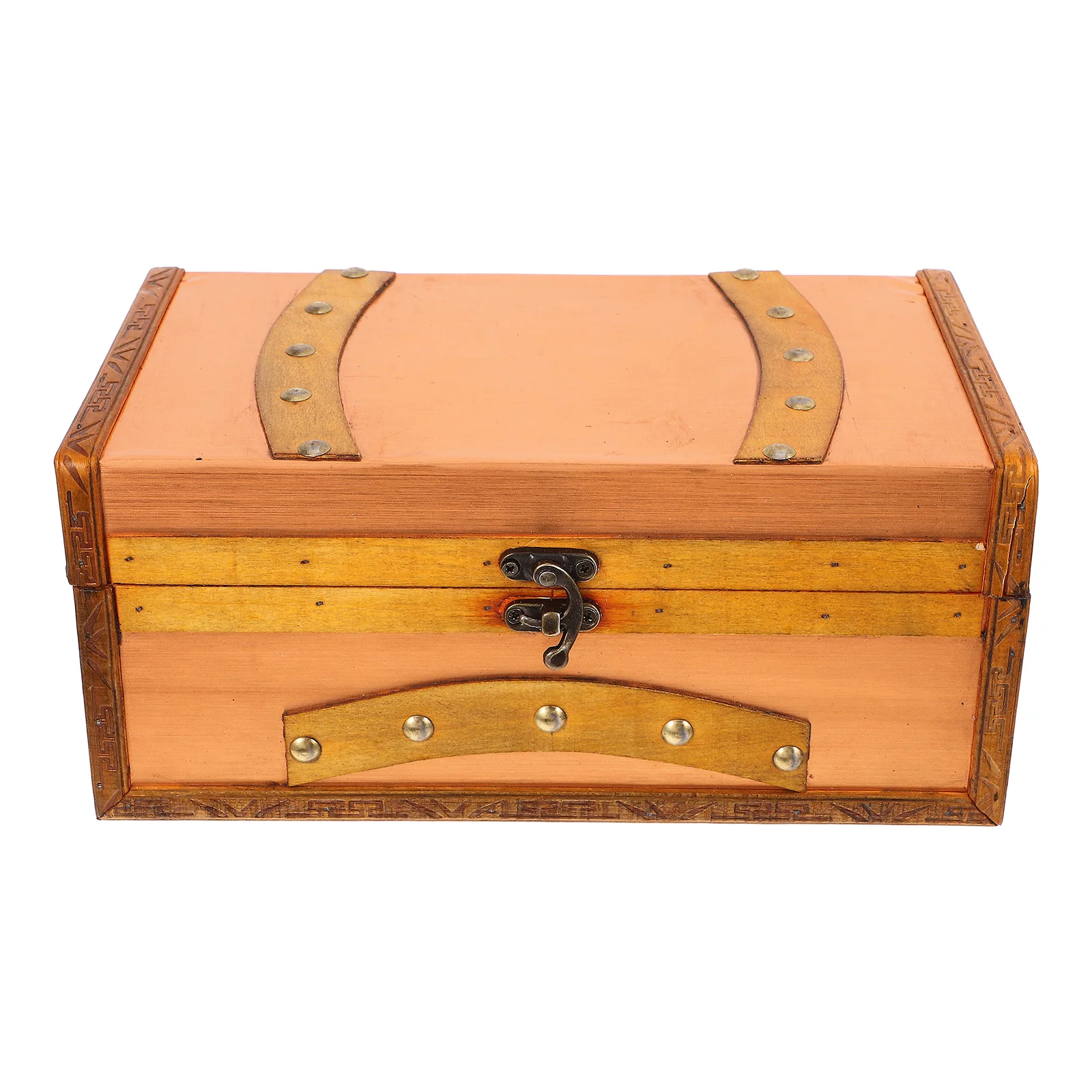

Retro Wooden Storage Box Vintage Large Lock for Documents Jewelry Collectibles Decorative Safe Materials