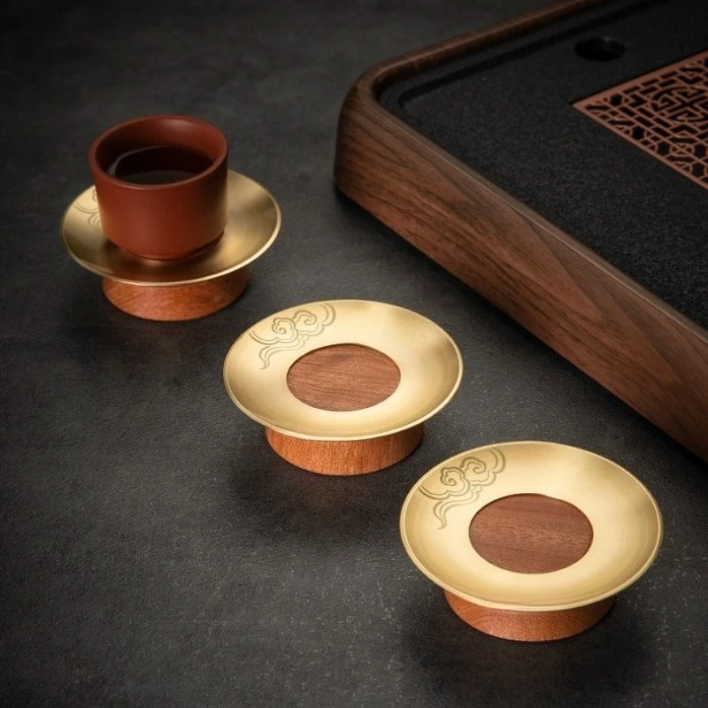 Conjunto de porta-copos de madeira maciça de aço inoxidável criativo de alta qualidade bandeja de chá doméstico kung fu conjunto de chá acessórios tapete de isolamento térmico