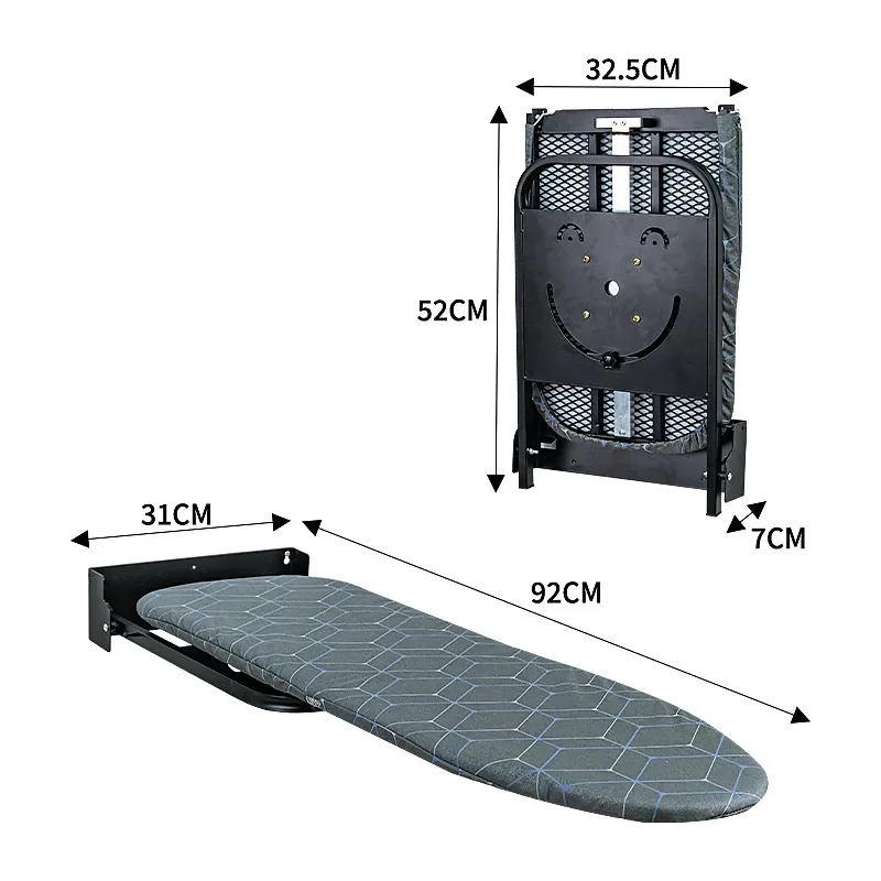 Thickened carbon steel household wall-mounted folding ironing board Wall-mounted ironing board rotates 180 degrees left and righ