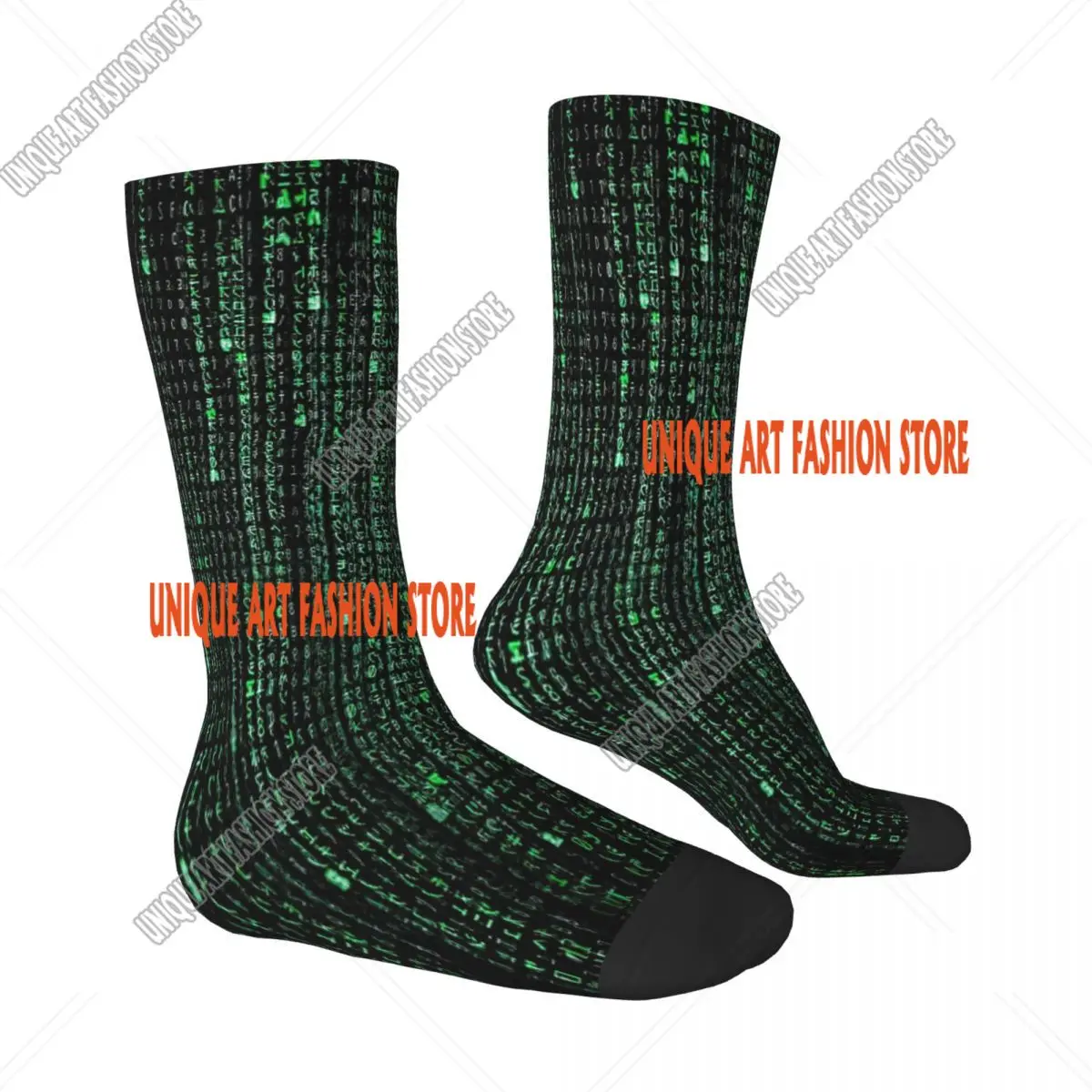 HD Matrix Digital Rain Socks Male Mens Women Winter Stockings Printed