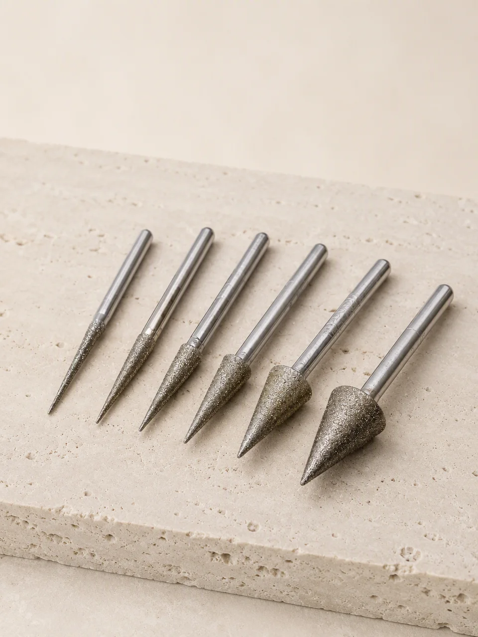 Aiguille 50pcs Conical Bullet Diamond Grinding Heads 150# 3mm Shank for Jade Shaping Carving Grinding and Deburring