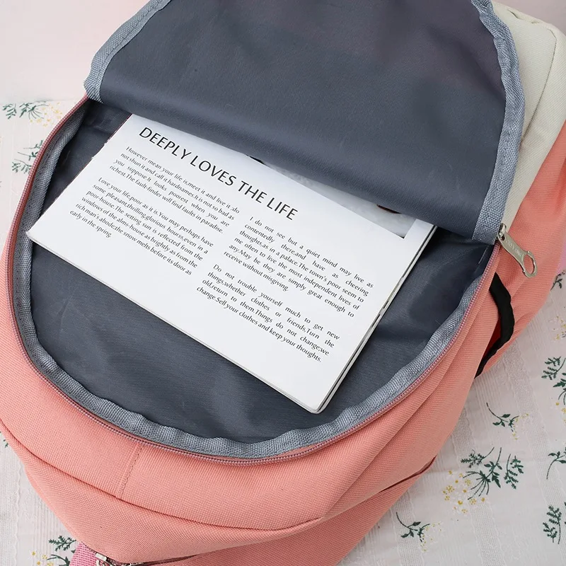 TRAVEASY 2023 Nylon Leather Fashion Wear Resistant Large Capacity Women Backpack Casual 4PCS Water Repellent Student School Bags
