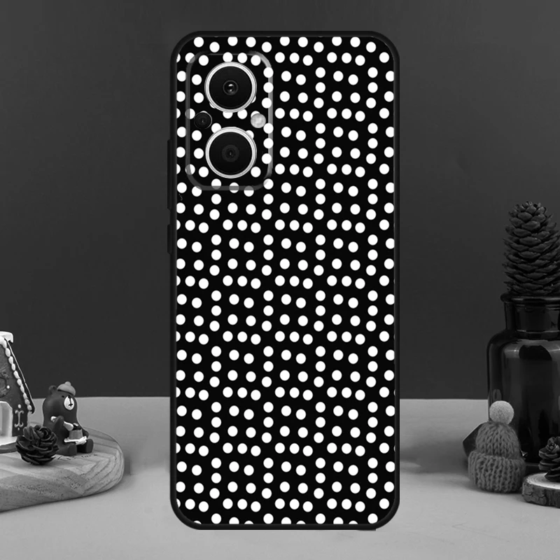 Black And White Polka Dot Case For OPPO Reno 10 Pro 11 F 4 6 7 8 5 Lite 4Z 5Z 8T OPPO Find X6 Pro X5 X2 X3 Lite Cover