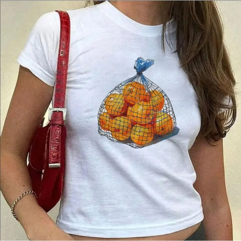 

Streetwear Women's Punk Y2K Crop Tops Aesthetic Tangerine Print Cute Grunge Vintage Emo Girl Clothes Gothic Fairycore Clothing