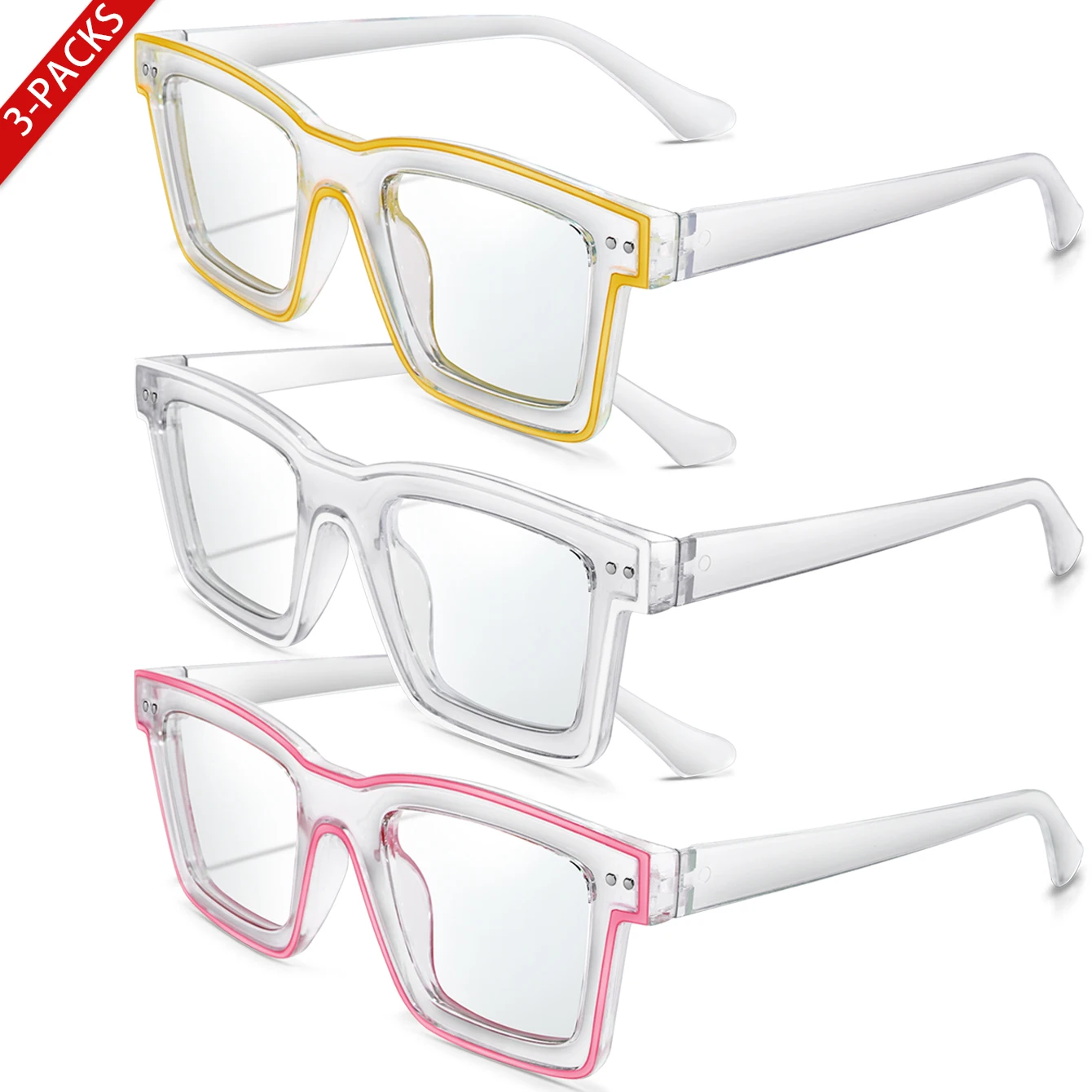 3 أزواج من النظارات الشمسية الكاجوال للنساء، ظلال شفافة كبيرة، ملابس يومية للتسوق، صورة شخصية، المشي لمسافات طويلة، السفر، الشاطئ