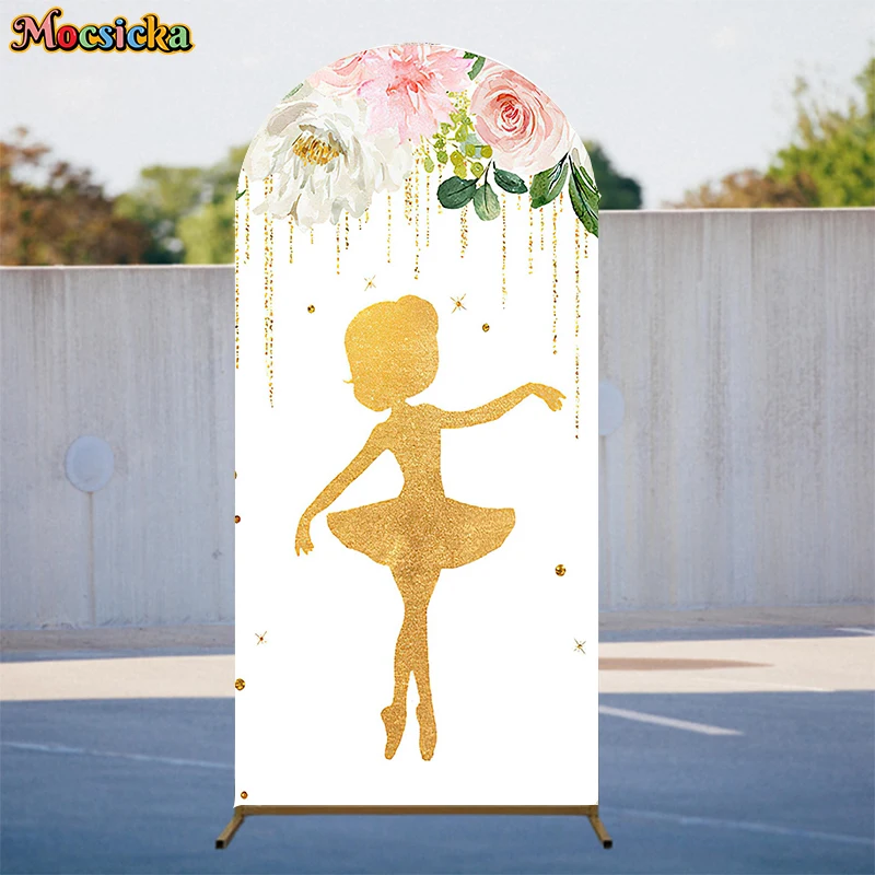 Princess Dance Arch Background Photography Rose Butterfly Wings White Gold Girl Baby Shower Birthday Backdrop Decor Photo Studio