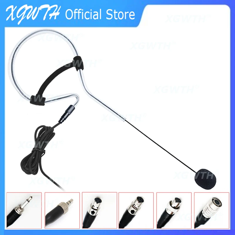 Микрофон для гарнитуры, черный конденсаторный микрофон с одним ушным крючком для беспроводной гарнитуры Sennheiser Shure AKG Audio Technica MiPro