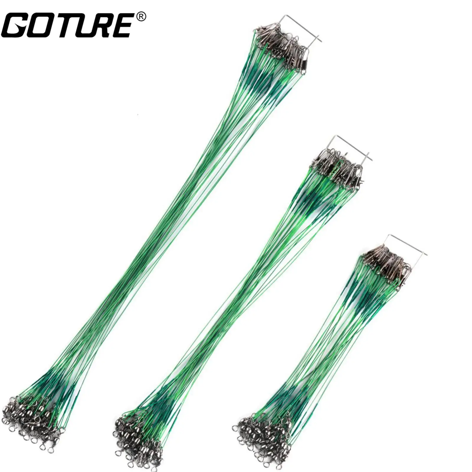 

Goture 60/72pcs Fishing Line 15-30cm With Fishhook Swivel Snap Steel Wire Leader Trace Lures Leash Spinning Expert