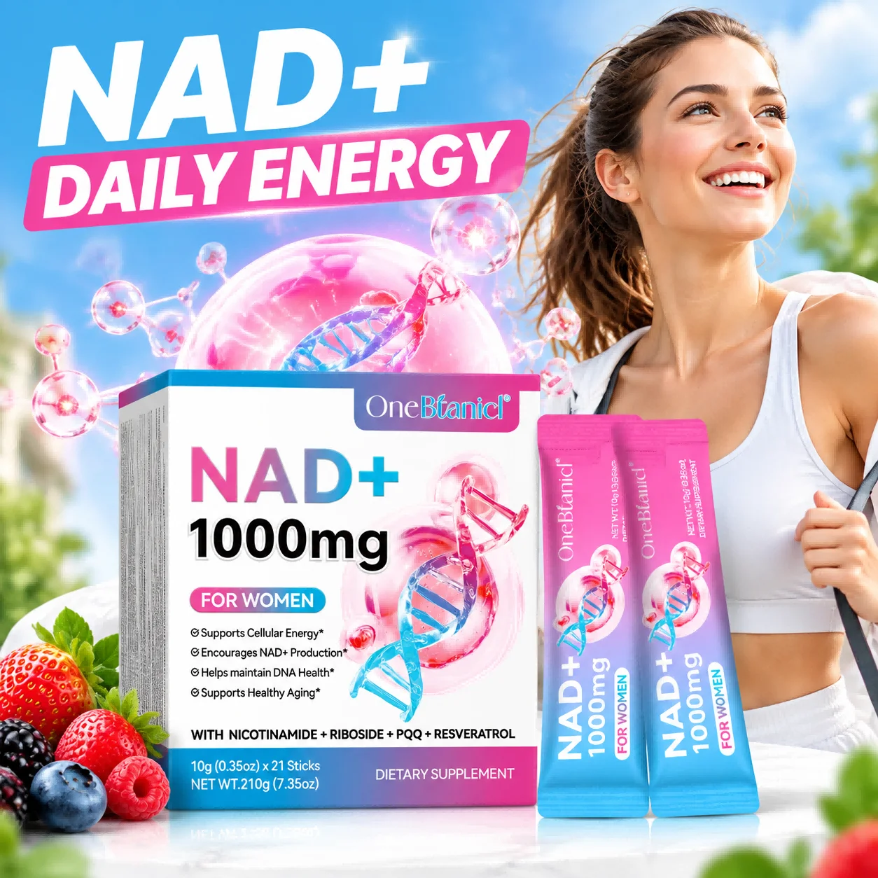 OneBtanicl Liquid NAD Plus Supplement Improves Skin Health Antioxidant Enhances Mental Clarity Promotes Menopausal Mental Health