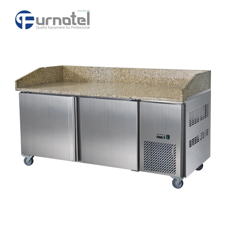 Pizza Refrigerator - Furnotel Stainless Steel Commercial Pizza Prep Table Refrigerator with Marble Work Top