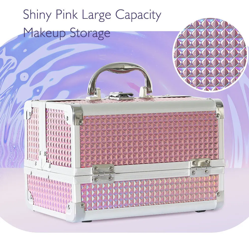 Makeup Box Train Case Large Storage Capacity Portable Travel Cosmetic Organizer