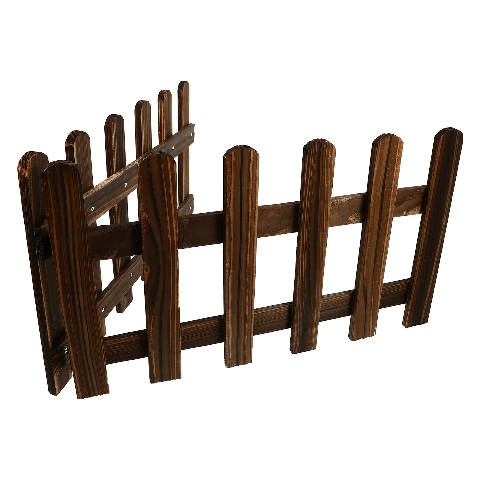 

2pcs Anti-corrosive Wood Fence Durable Carbonized Garden Decorative Fencing Yard Partition Reusable Lawn Fence Courtyard