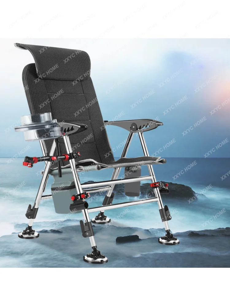 Multi-Functional Foldable Reclinable European-Style Fishing Chair Stainless Steel Table Fishing Chair Wild Fishing All Terrain