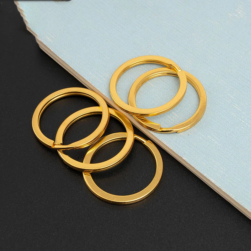 10pcs Golden Stainless Steel Key Rings 25/30mm Round Flat Line Split Rings Keyring for Jewelry Making Keychain DIY Findings