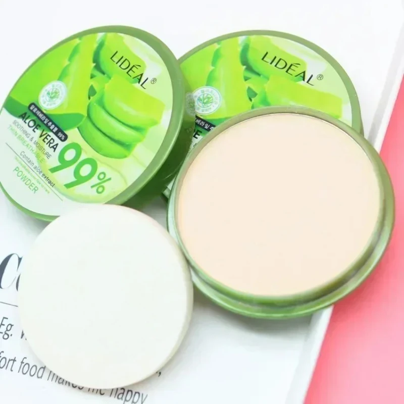 Natural Aloe Vera Moisturizing Smooth Foundation Pressed Powder Makeup Concealer Pores Cover Face Whitening Brighten