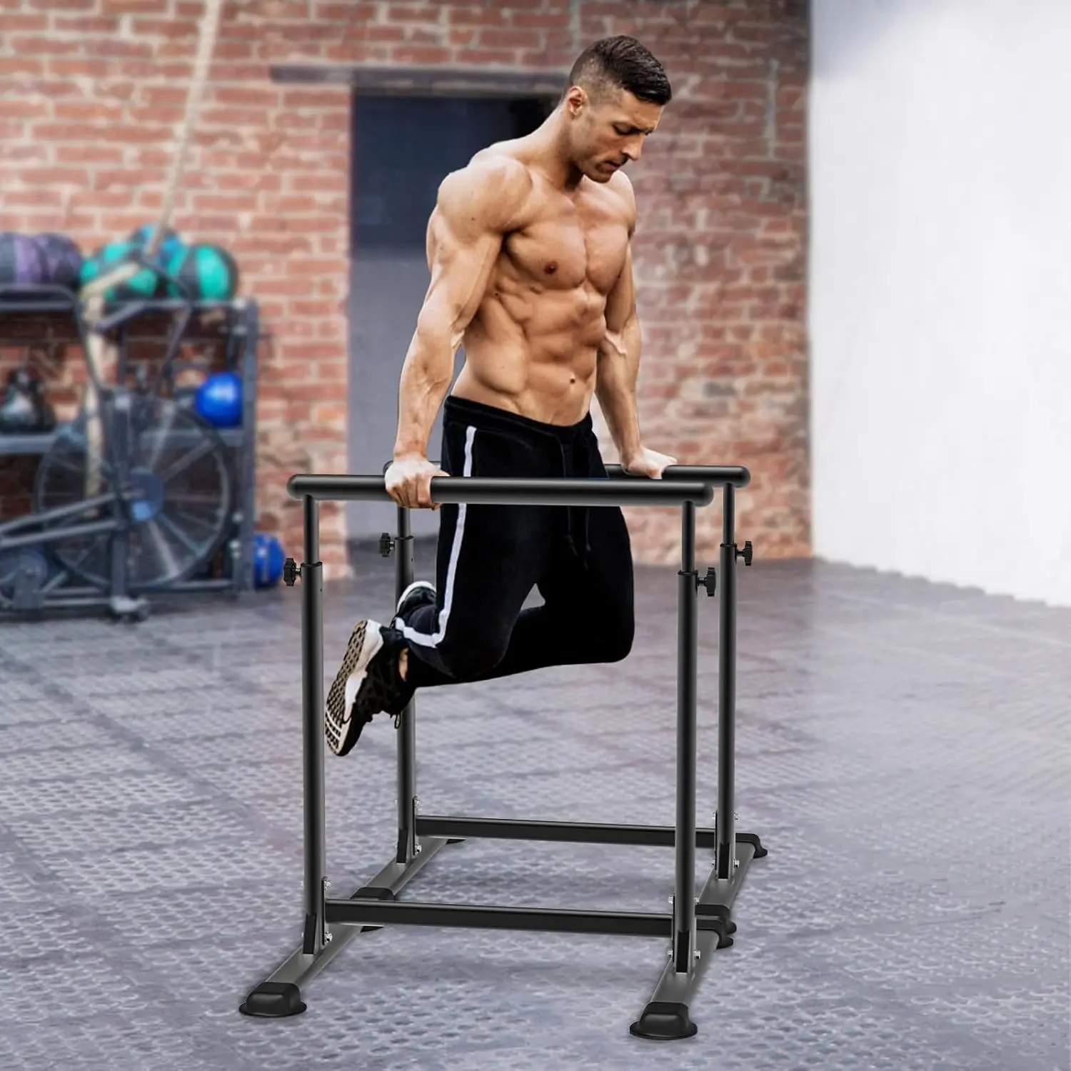 محطة تراجع قوية شديدة التحمل، قضبان متوازية متعددة الوظائف لتدريب القوة في صالة الألعاب الرياضية المنزلية، ارتفاع قابل للتعديل مصنوع من الفولاذ #2