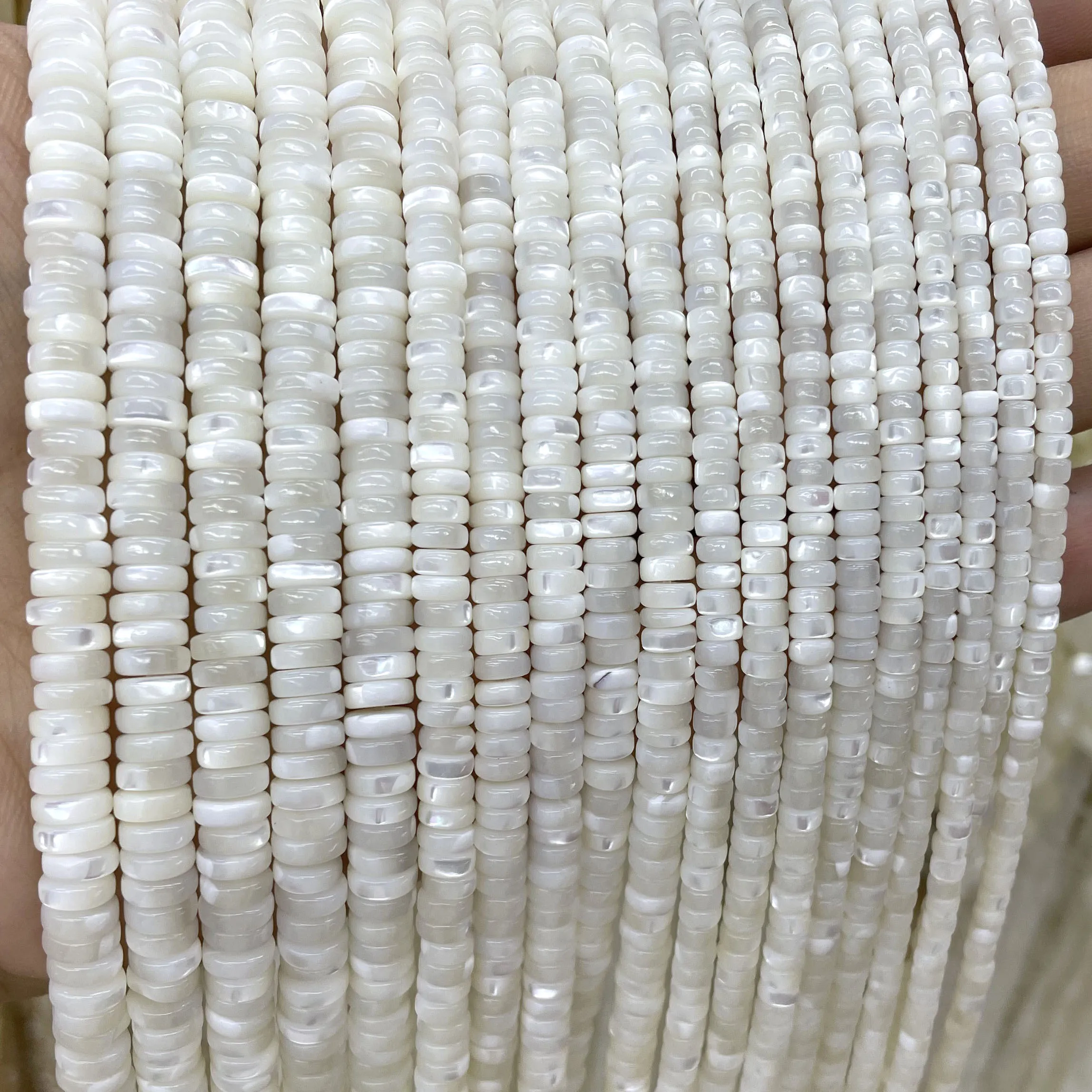2 3 4 5 6MM Natural White Mother Of Pearl Mop Shell Rondelle Loose Spacer Beads For Jewelry Making DIY Bracelet Necklace
