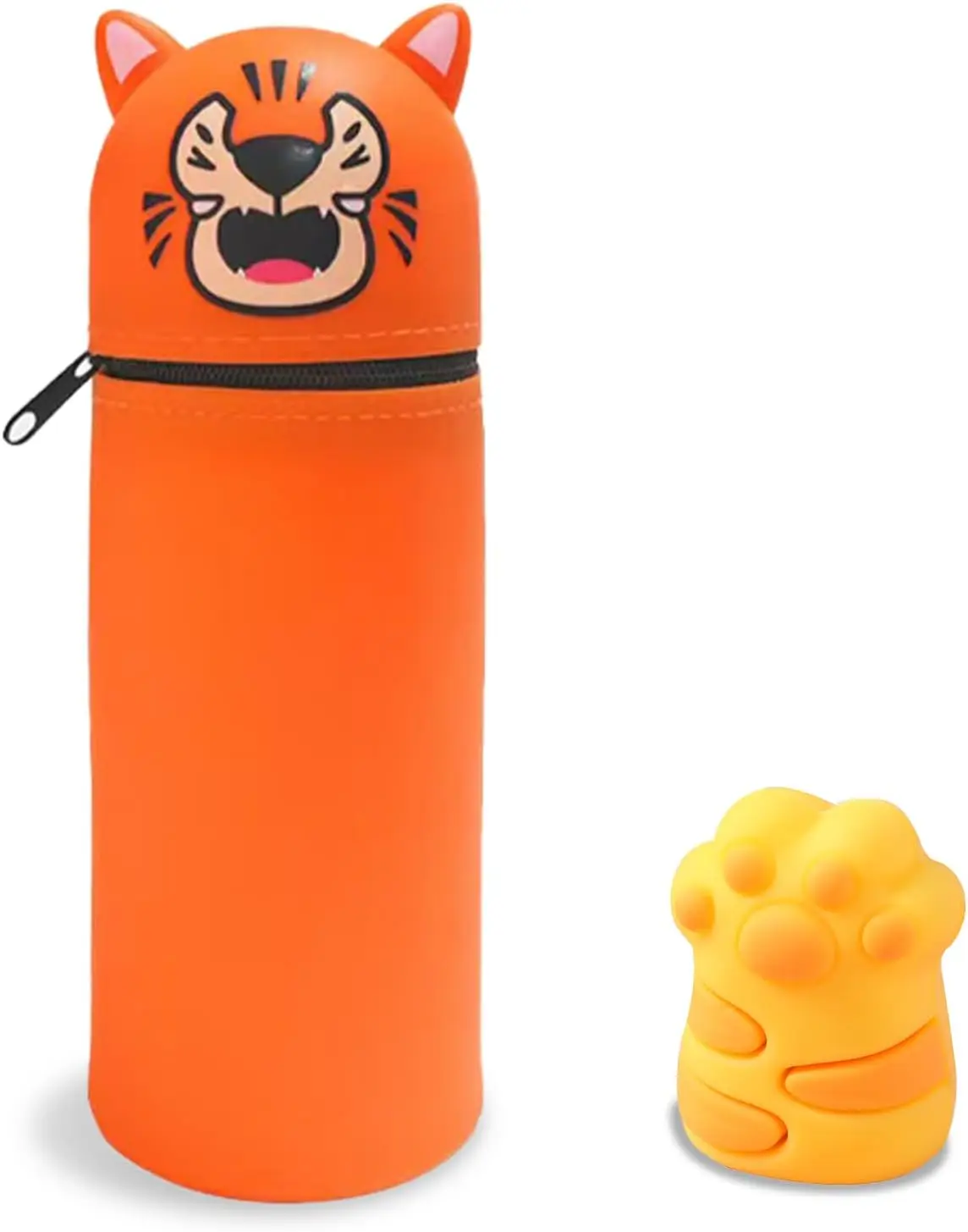 Kinderen School Etui Siliconen Staande Zachte Tijger Oranje-Keukengerei Etui, Bureau-organizer, Kawaii Accessoires, Leerlingen Etui, Borstelhouder, Schoolbus Siliconen Etui